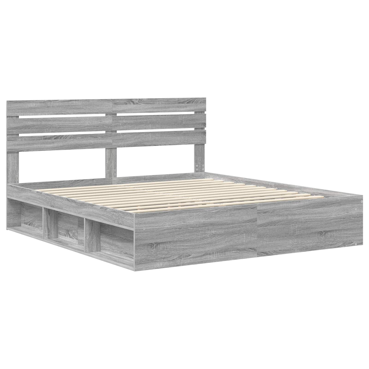 Bed Frame Solid Pine Wood Length 200 cm Grey Sonoma 180 cm