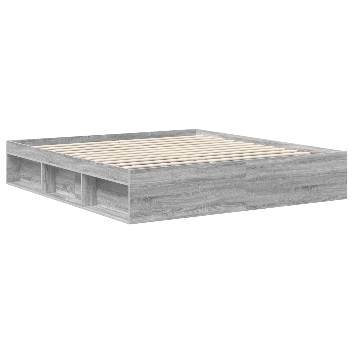Bed Frame Solid Pine Wood Length 200 cm Grey Sonoma 180 cm
