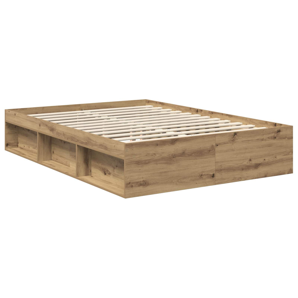 Bed Frame 140 x 190 cm Solid Pine Wood Artisan oak