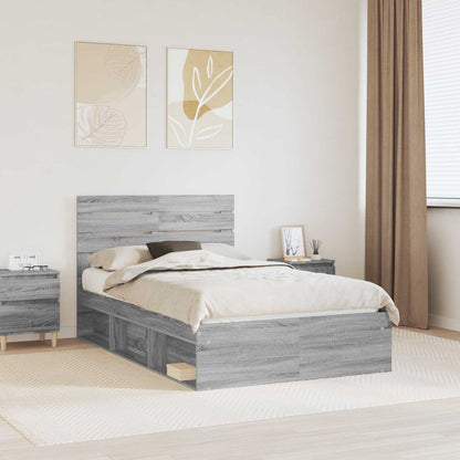 Bed Frame Solid Pine Wood Length 200 cm Grey Sonoma 120 cm