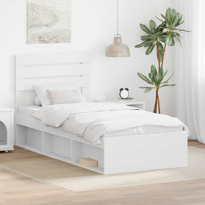 Bed Frame with Headboard Solid Pine Wood Length 200 cm White 100 cm