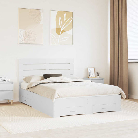 Bed Frame with Drawer Engineered Wood Length 200 cm White 160 cm