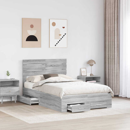 Bed Frame with Drawer Engineered Wood Length 200 cm Grey Sonoma 120 cm