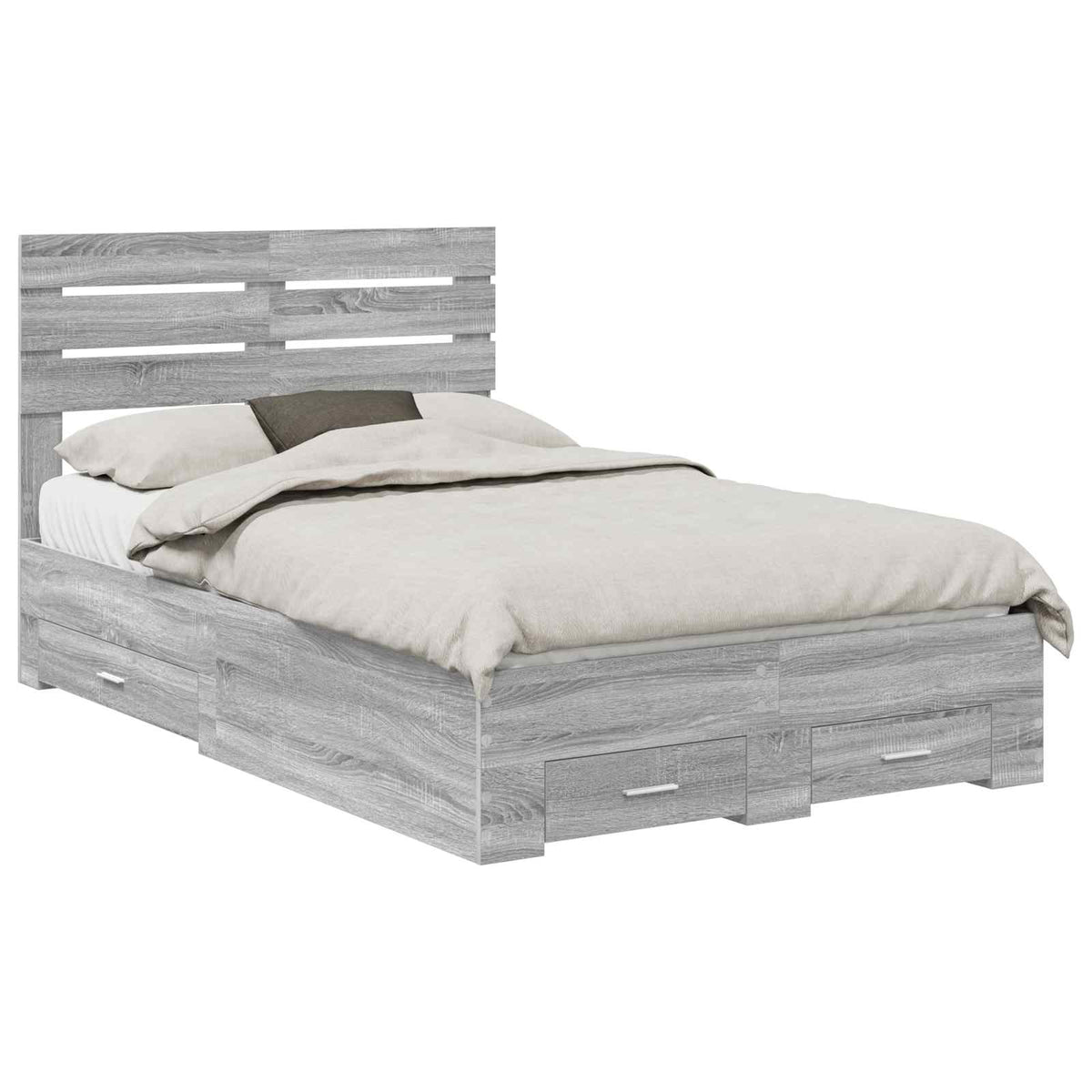 Bed Frame with Drawer Engineered Wood Length 200 cm Grey Sonoma 120 cm