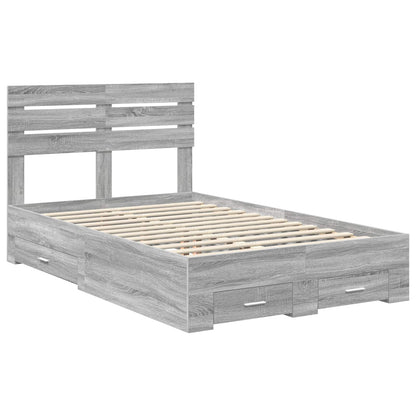 Bed Frame with Drawer Engineered Wood Length 200 cm Grey Sonoma 120 cm