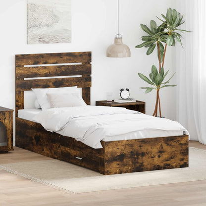 Bed Frame Drawer Engineered Wood Length Smoked Oak