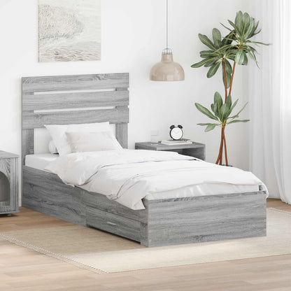 Bed Frame Drawer Engineered Wood Length Grey Sonoma
