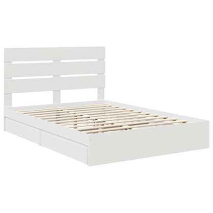 Storage Bed with Drawer Engineered Wood Length 190 cm White 140 cm