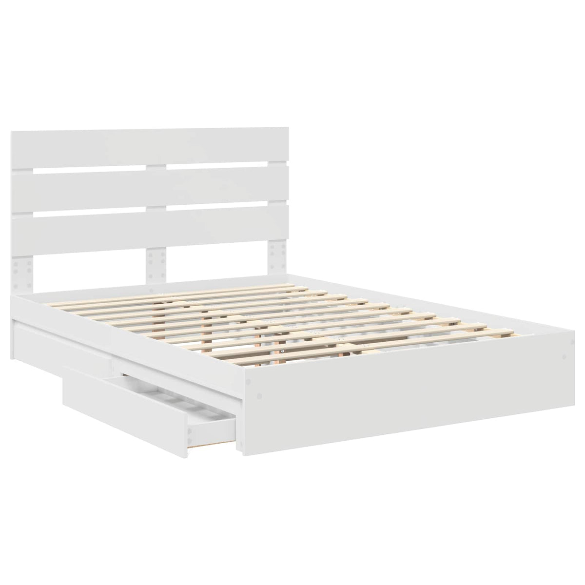 Storage Bed with Drawer Engineered Wood Length 190 cm White 140 cm