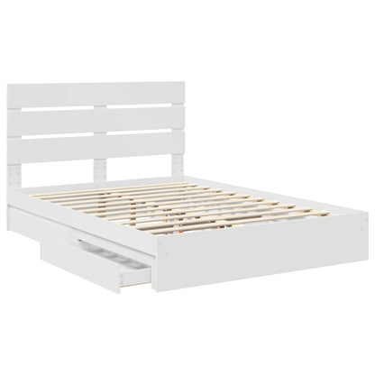 Storage Bed with Drawer Engineered Wood Length 190 cm White 140 cm