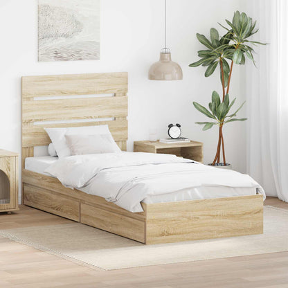 Storage Bed with Drawer Engineered Wood Length 190 cm Sonoma oak 75 cm