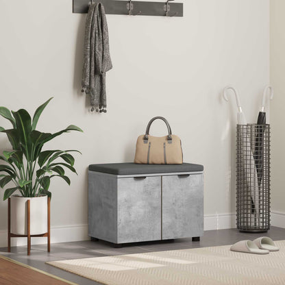 vidaXL Hall Bench with Cushion with Door Concrete Grey 60 x 38 x 46 cm 1