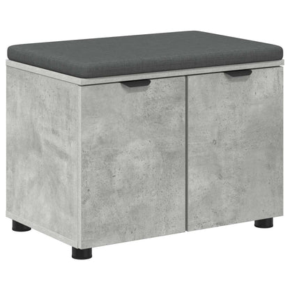 vidaXL Hall Bench with Cushion with Door Concrete Grey 60 x 38 x 46 cm 2