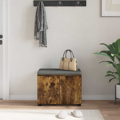 vidaXL Hall Bench with Cushion with Shelf Smoked Oak 60 x 38 x 46 cm 4