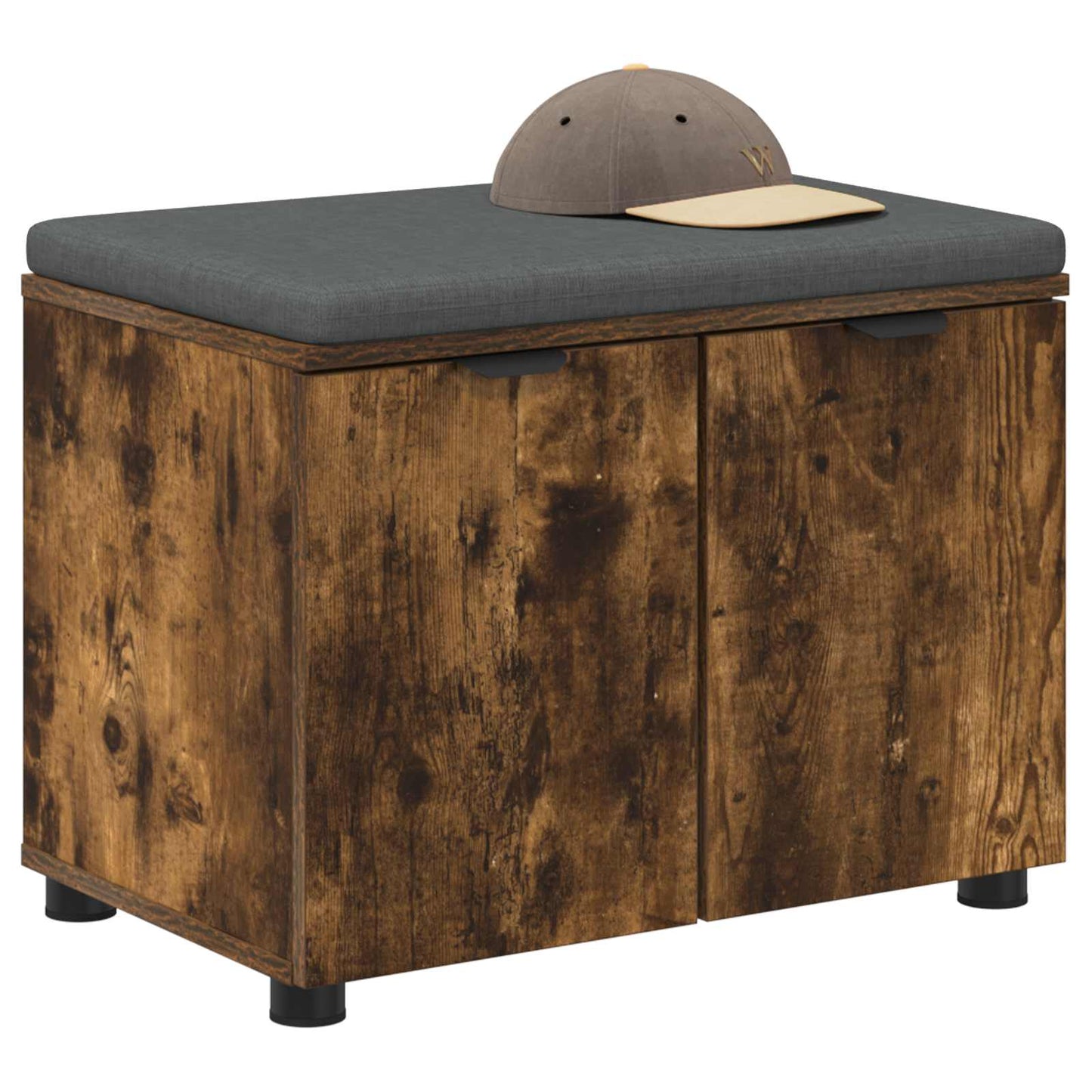 vidaXL Hall Bench with Cushion with Shelf Smoked Oak 60 x 38 x 46 cm 3