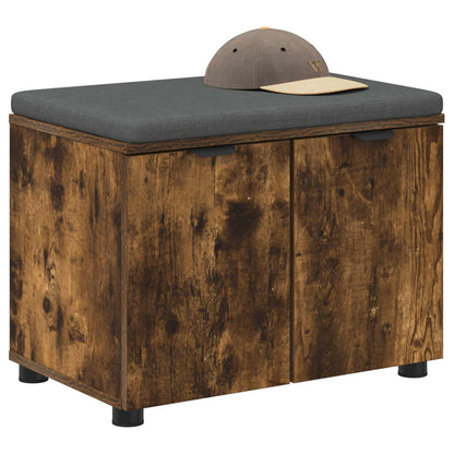 vidaXL Hall Bench with Cushion with Shelf Smoked Oak 60 x 38 x 46 cm 3
