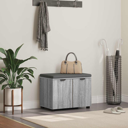 vidaXL Hall Bench with Cushion with Shelf Grey Sonoma 60 x 38 x 46 cm 1