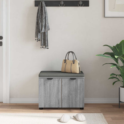vidaXL Hall Bench with Cushion with Shelf Grey Sonoma 60 x 38 x 46 cm 4