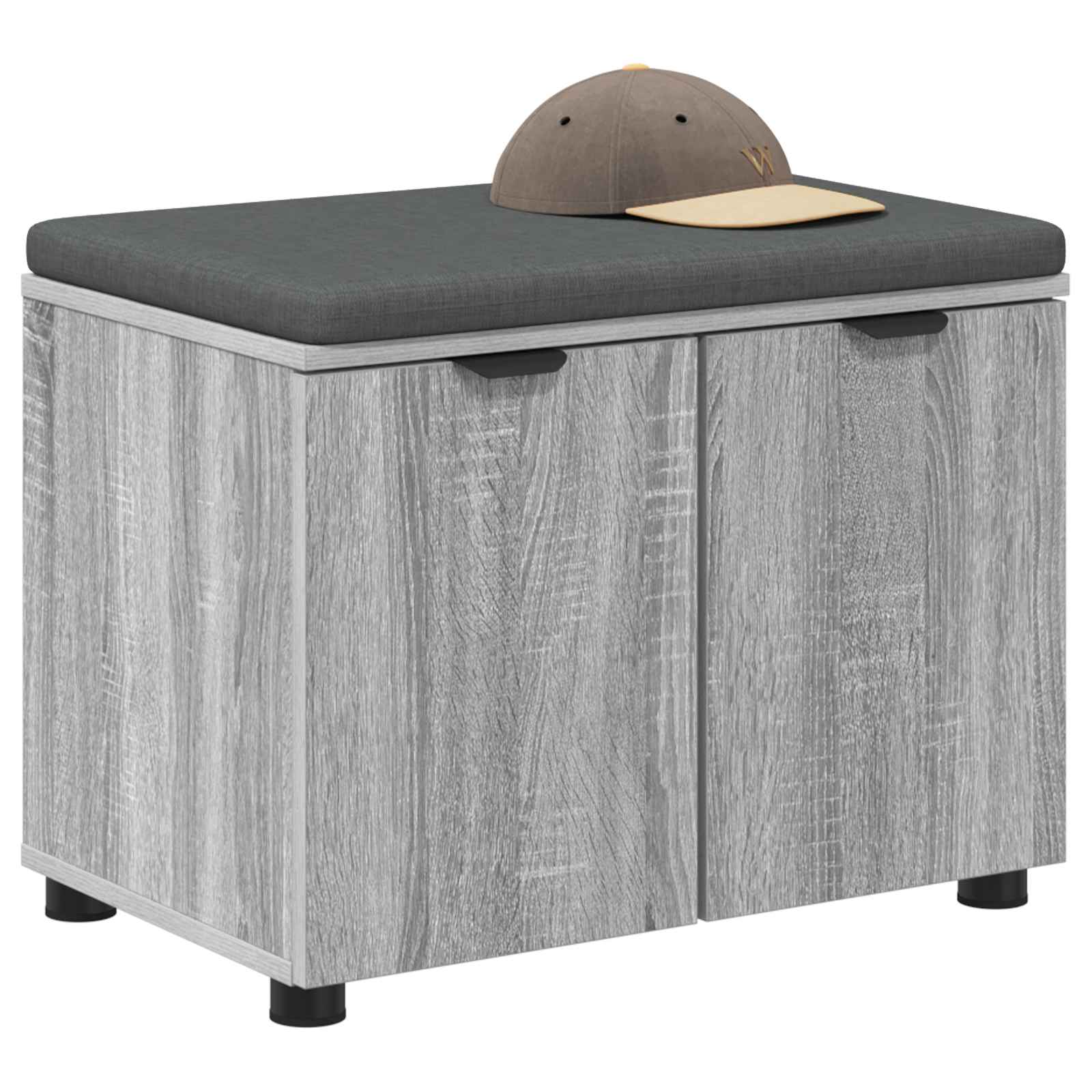 vidaXL Hall Bench with Cushion with Shelf Grey Sonoma 60 x 38 x 46 cm 3