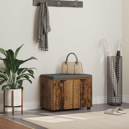vidaXL Hall Bench Old Wood 60 x 38 x 46 cm Engineered Wood and Fabric 1