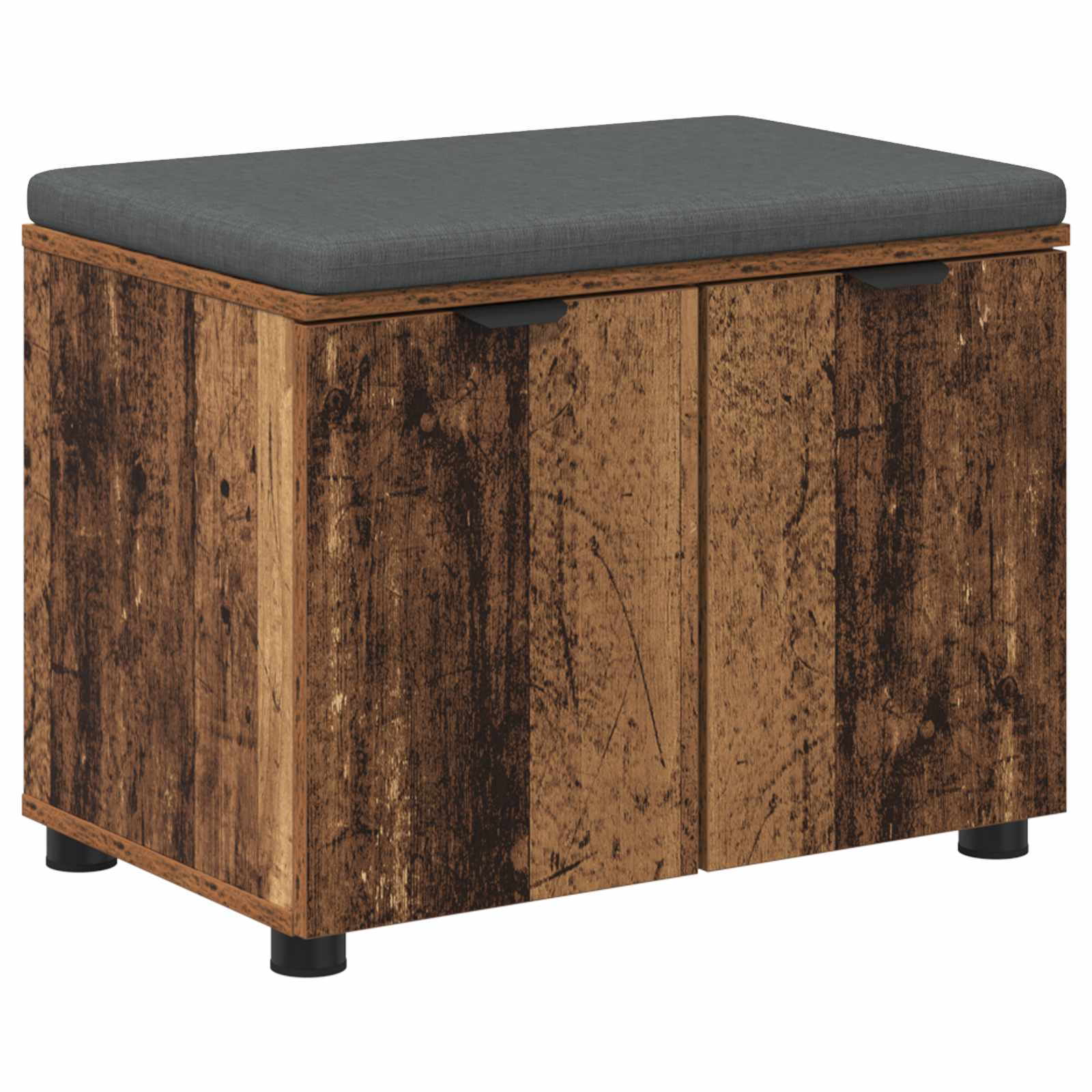 vidaXL Hall Bench Old Wood 60 x 38 x 46 cm Engineered Wood and Fabric 2