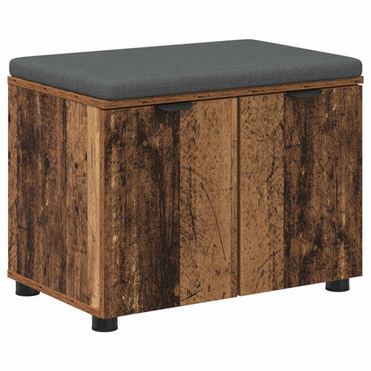 vidaXL Hall Bench Old Wood 60 x 38 x 46 cm Engineered Wood and Fabric 2