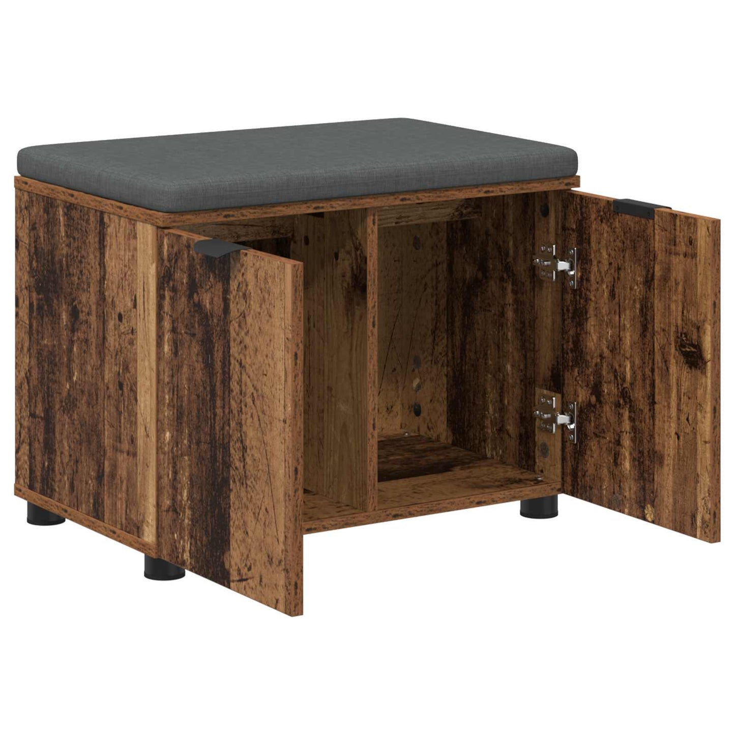 vidaXL Hall Bench Old Wood 60 x 38 x 46 cm Engineered Wood and Fabric 5