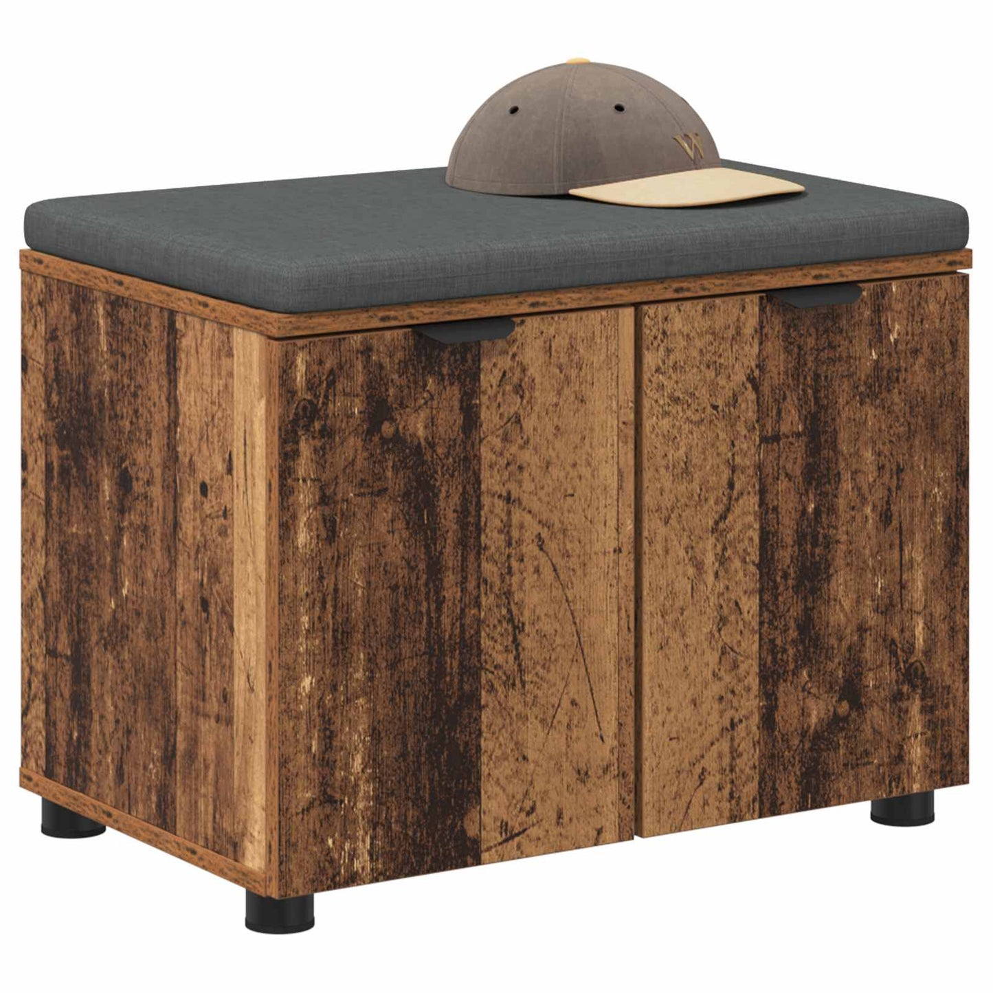 vidaXL Hall Bench Old Wood 60 x 38 x 46 cm Engineered Wood and Fabric 3