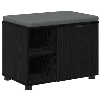 vidaXL Hall Bench Black Oak 60 x 38 x 46 cm Engineered Wood and Fabric 2