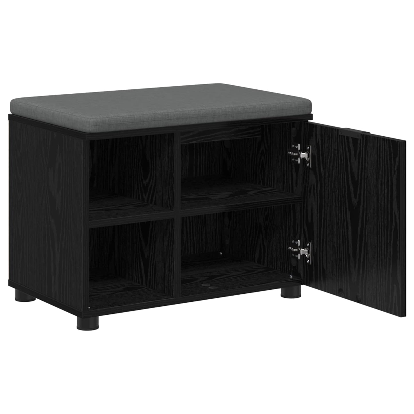 vidaXL Hall Bench Black Oak 60 x 38 x 46 cm Engineered Wood and Fabric 5