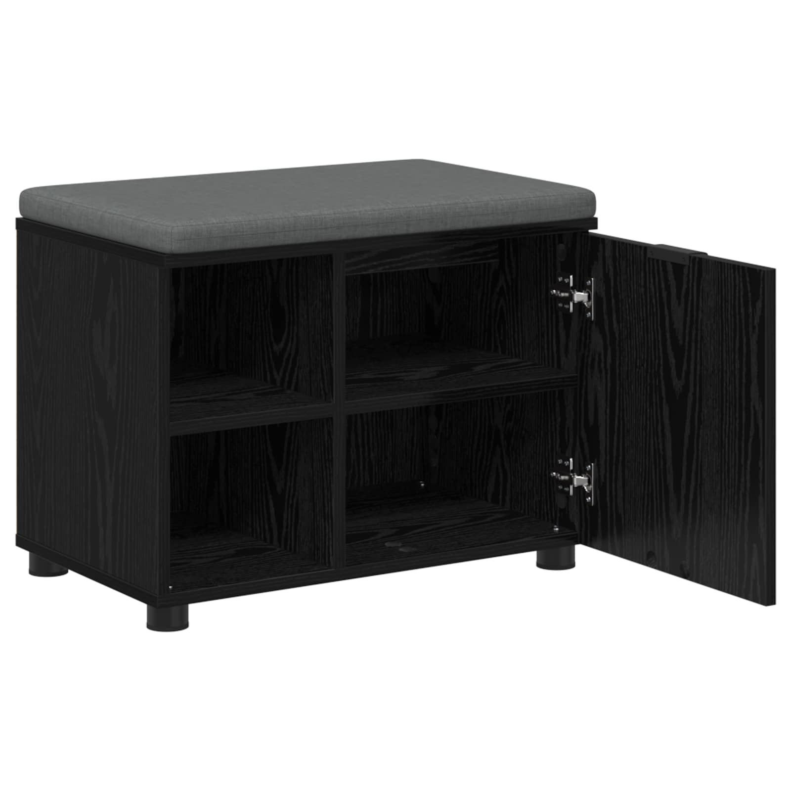 vidaXL Hall Bench Black Oak 60 x 38 x 46 cm Engineered Wood and Fabric 5