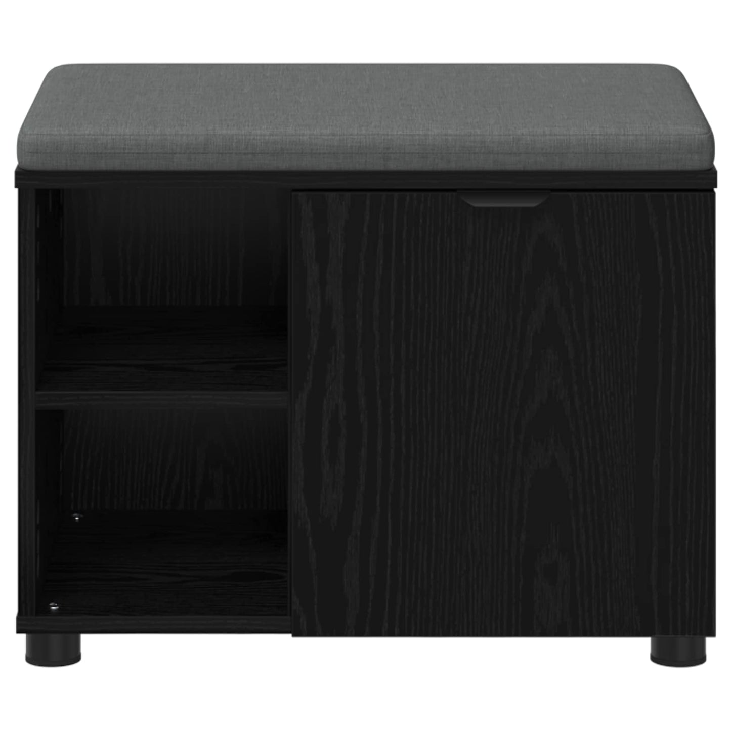 vidaXL Hall Bench Black Oak 60 x 38 x 46 cm Engineered Wood and Fabric 6