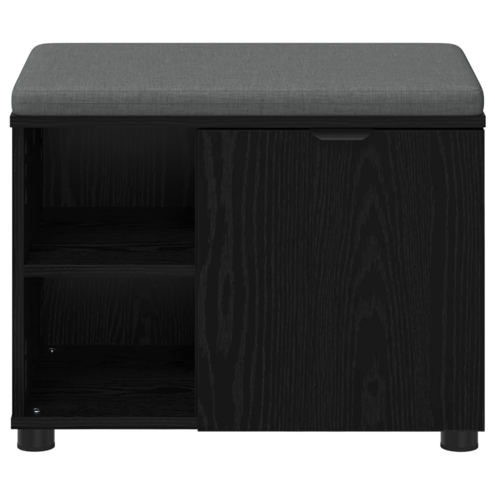 vidaXL Hall Bench Black Oak 60 x 38 x 46 cm Engineered Wood and Fabric 6