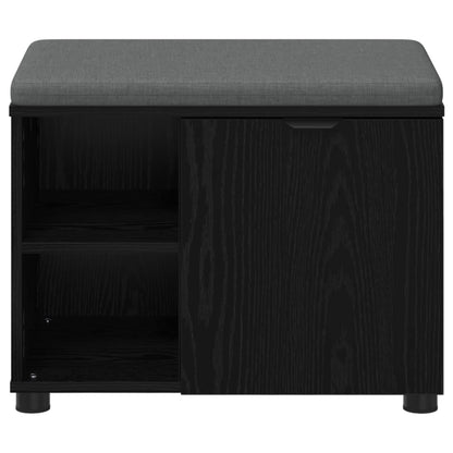vidaXL Hall Bench Black Oak 60 x 38 x 46 cm Engineered Wood and Fabric 6