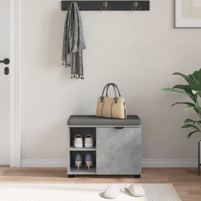 vidaXL Hall Bench with Cushion with Door Concrete Grey 60 x 38 x 46 cm 4