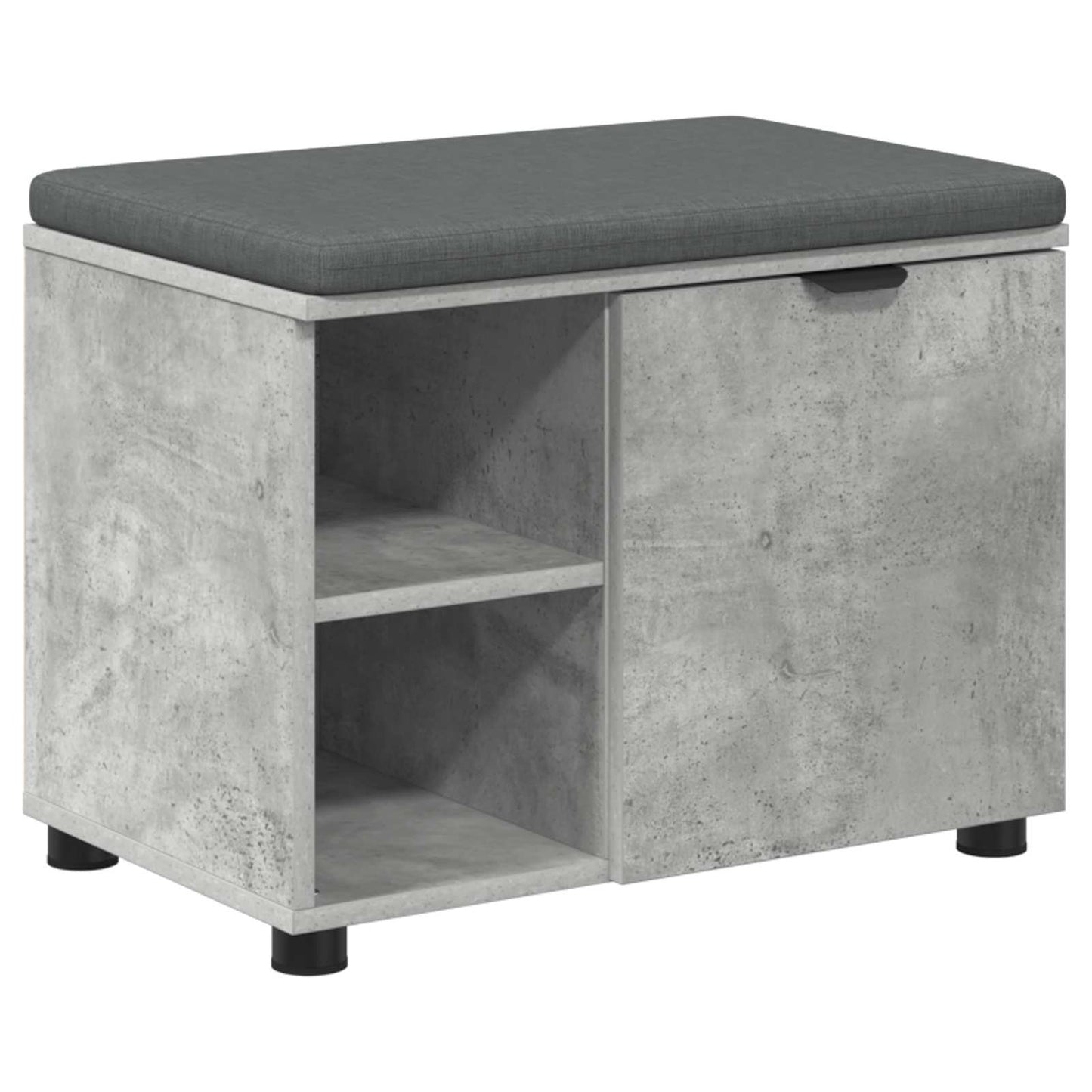 vidaXL Hall Bench with Cushion with Door Concrete Grey 60 x 38 x 46 cm 2