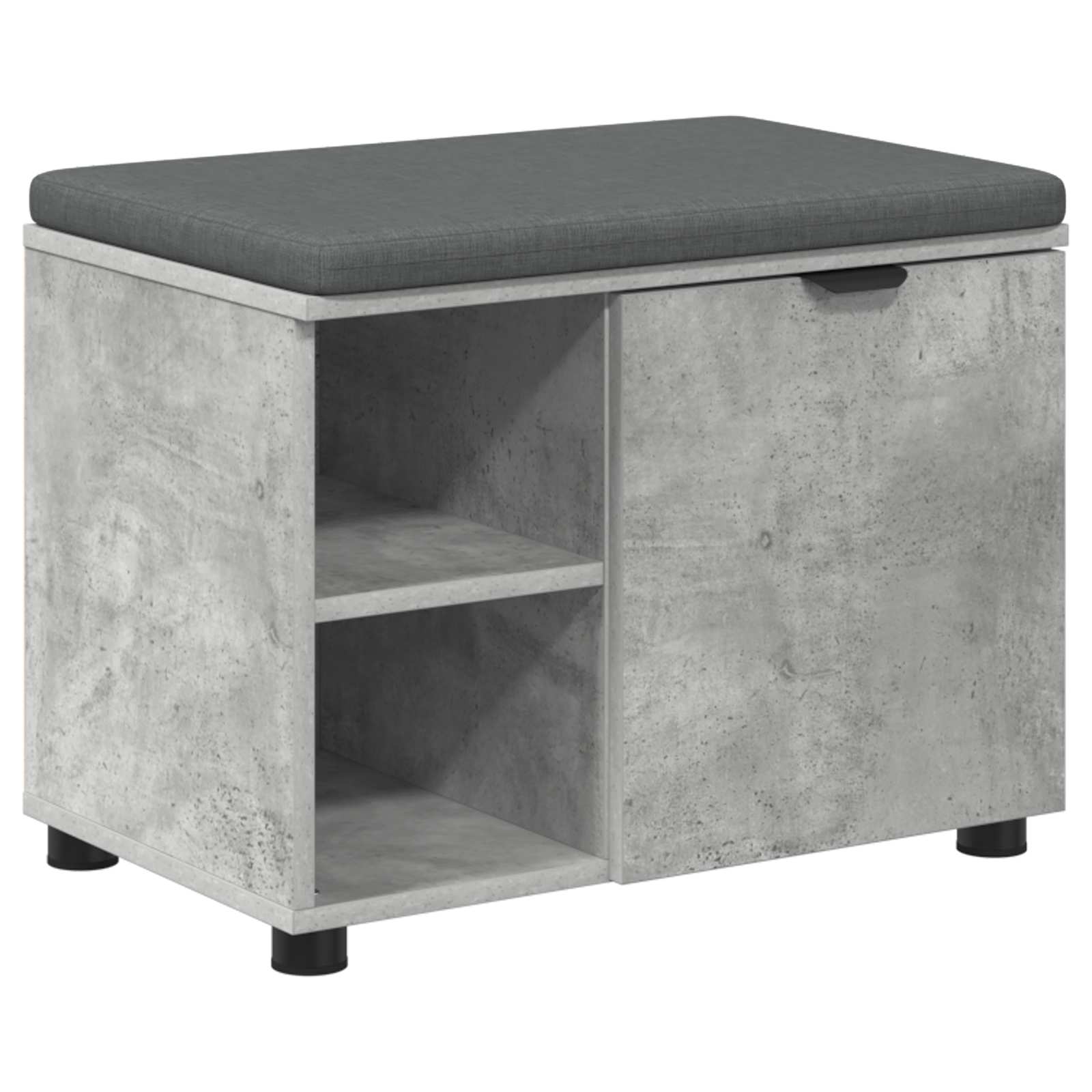 vidaXL Hall Bench with Cushion with Door Concrete Grey 60 x 38 x 46 cm 2