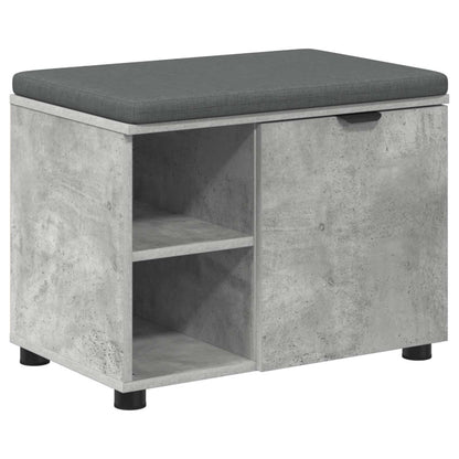 vidaXL Hall Bench with Cushion with Door Concrete Grey 60 x 38 x 46 cm 2