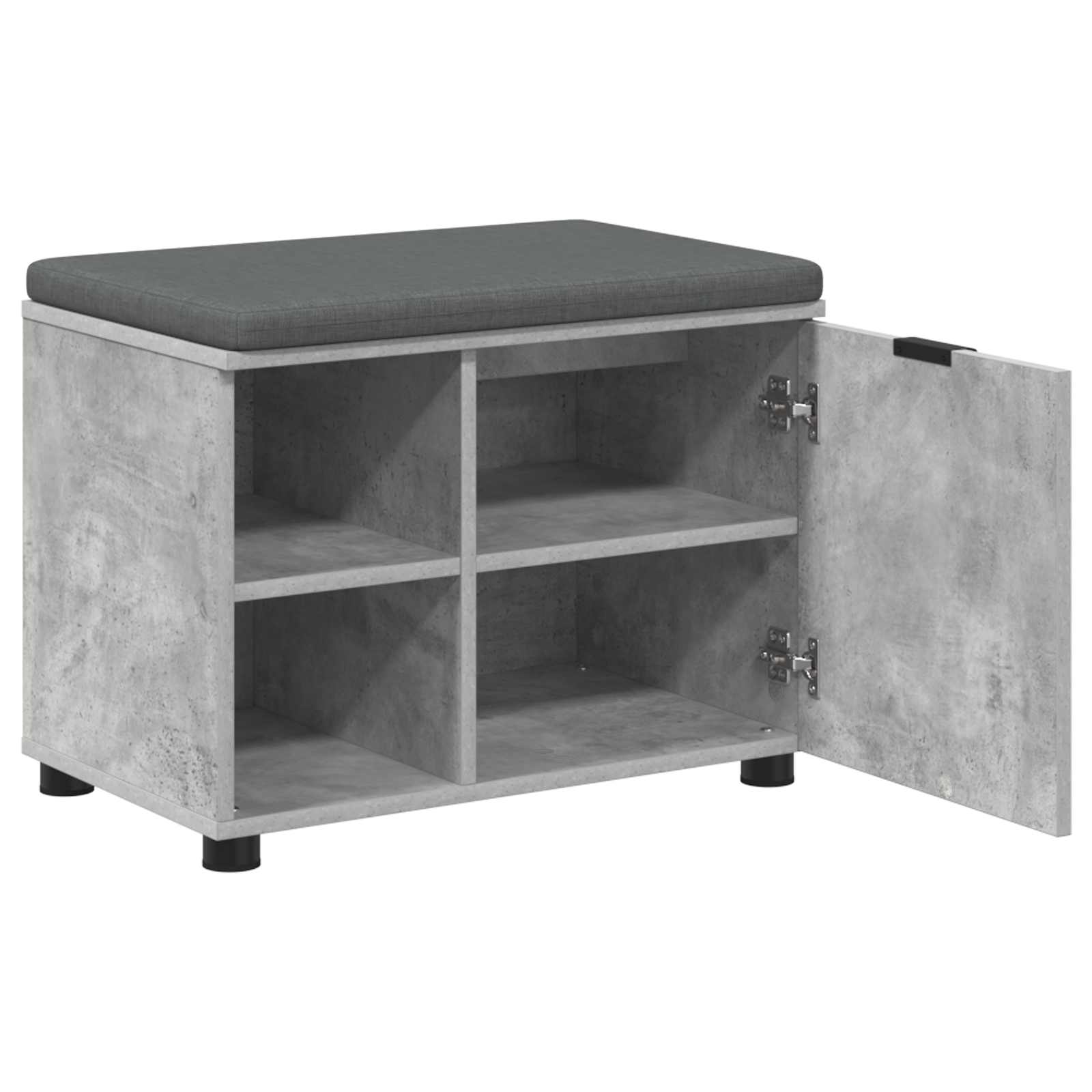 vidaXL Hall Bench with Cushion with Door Concrete Grey 60 x 38 x 46 cm 5