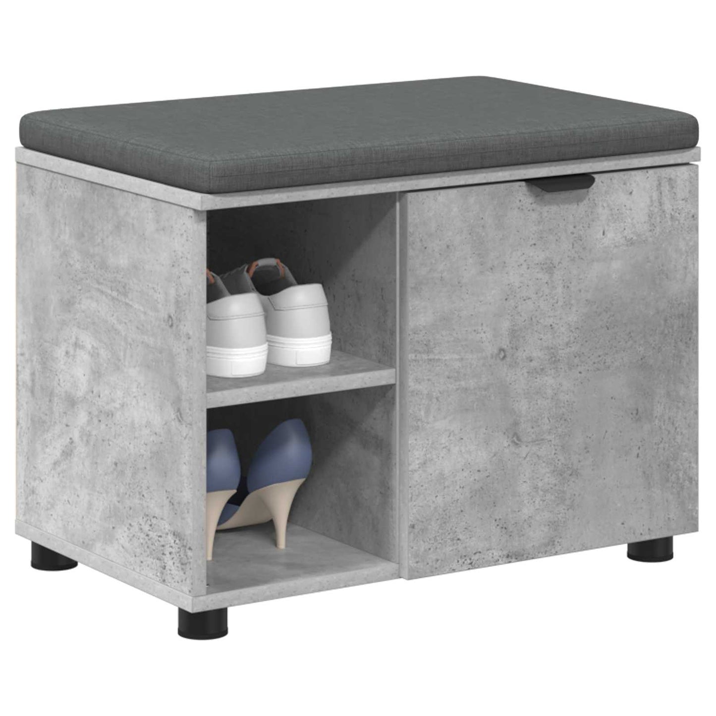 vidaXL Hall Bench with Cushion with Door Concrete Grey 60 x 38 x 46 cm 3