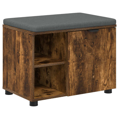 vidaXL Hall Bench with Cushion with Shelf Smoked Oak 60 x 38 x 46 cm 2