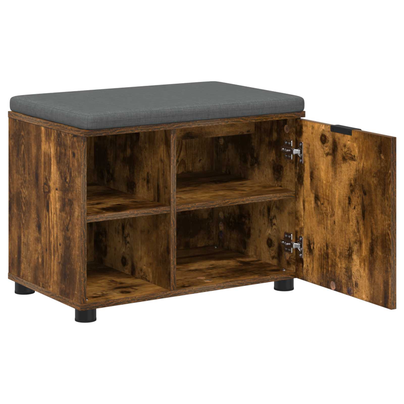vidaXL Hall Bench with Cushion with Shelf Smoked Oak 60 x 38 x 46 cm 5