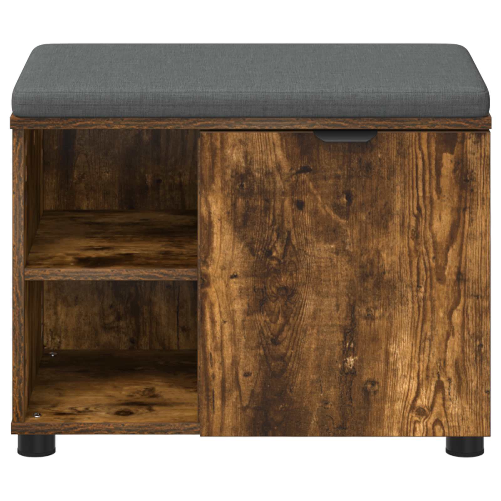 vidaXL Hall Bench with Cushion with Shelf Smoked Oak 60 x 38 x 46 cm 6