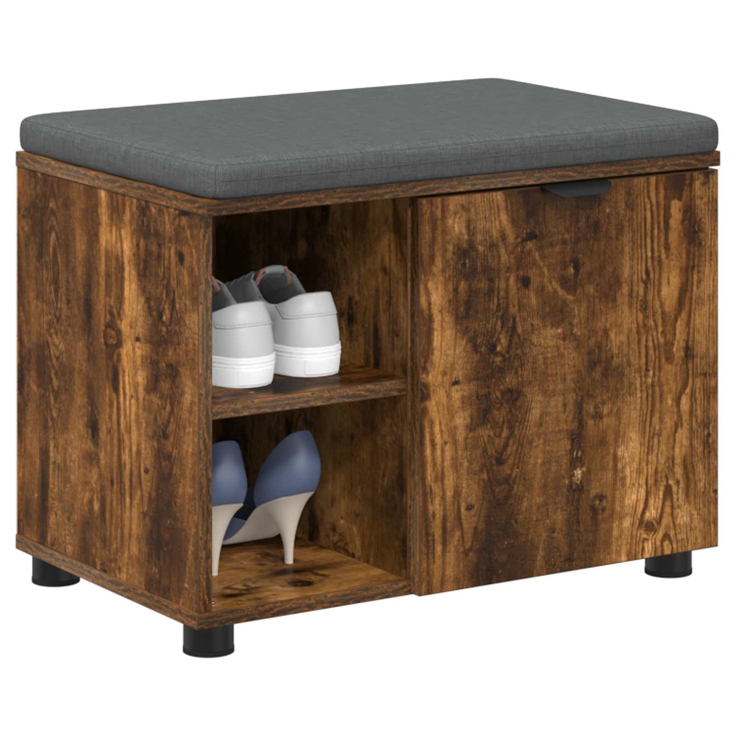 vidaXL Hall Bench with Cushion with Shelf Smoked Oak 60 x 38 x 46 cm 3
