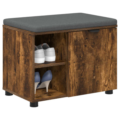 vidaXL Hall Bench with Cushion with Shelf Smoked Oak 60 x 38 x 46 cm 3