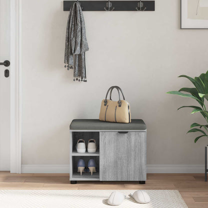 vidaXL Hall Bench with Cushion with Shelf Grey Sonoma 60 x 38 x 46 cm 4
