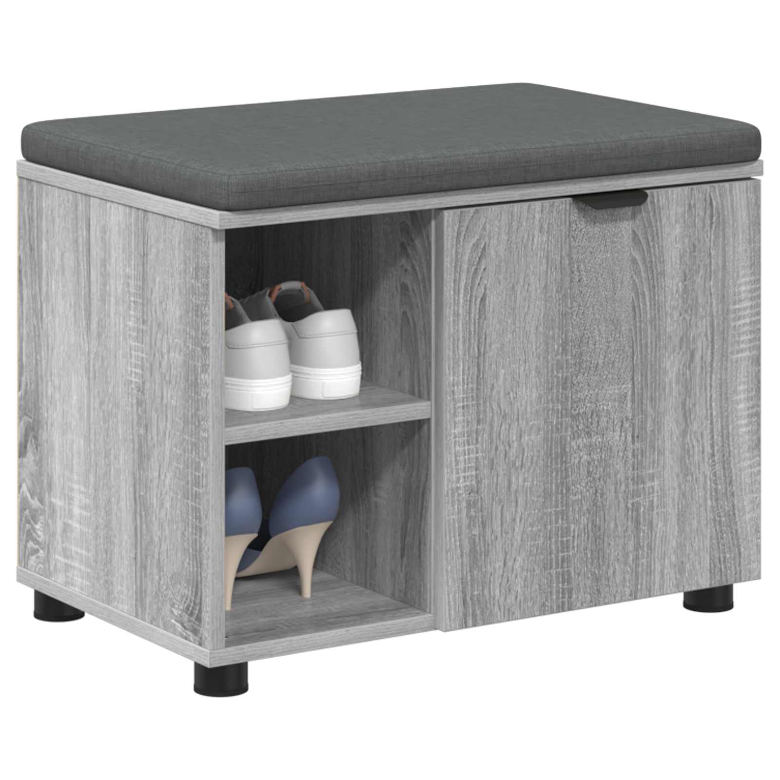 vidaXL Hall Bench with Cushion with Shelf Grey Sonoma 60 x 38 x 46 cm 3