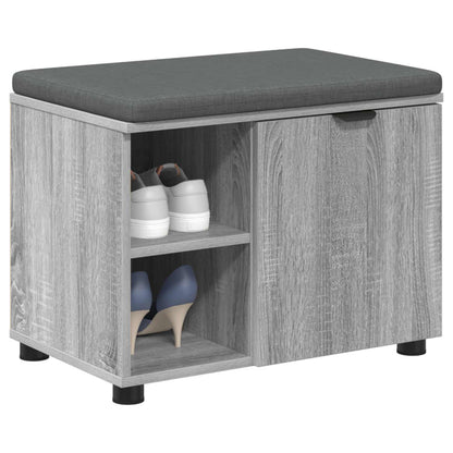 vidaXL Hall Bench with Cushion with Shelf Grey Sonoma 60 x 38 x 46 cm 3