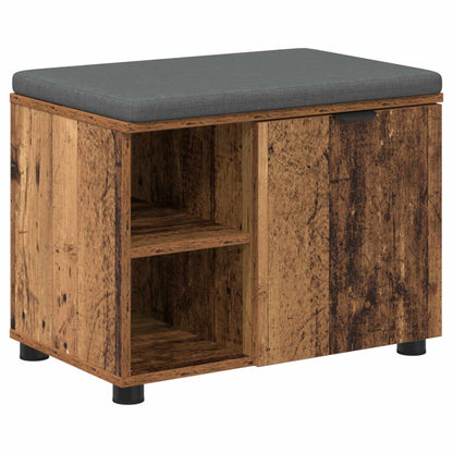 vidaXL Hall Bench Old Wood 60 x 38 x 46 cm Engineered Wood and Fabric 2
