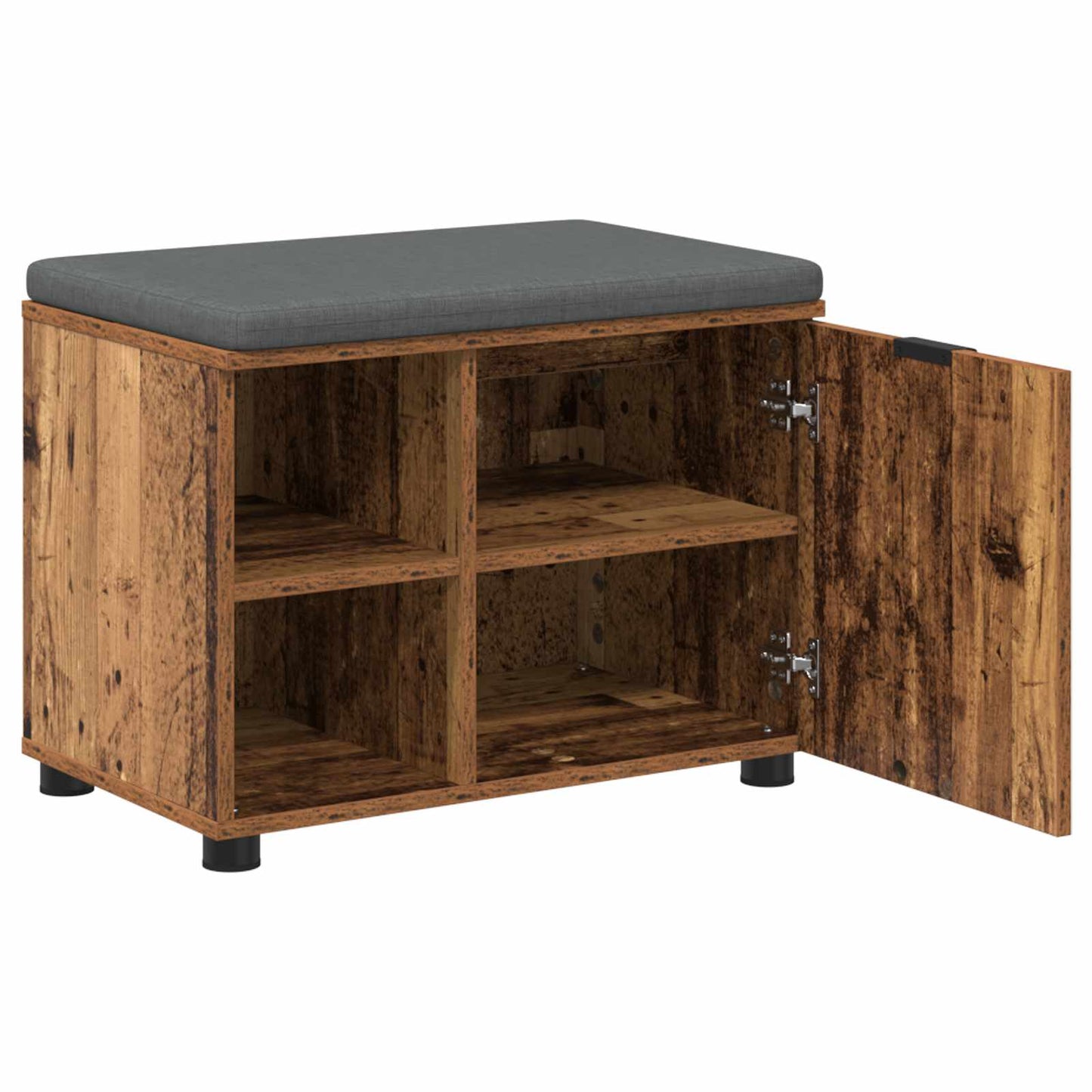 vidaXL Hall Bench Old Wood 60 x 38 x 46 cm Engineered Wood and Fabric 5